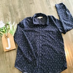 J.O.A. Los Angeles Woman’s Small Navy Button Blouse w/Lightening Bolt Detail